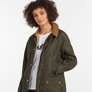 Barbour Green Wax Jacket, Womens Size 6